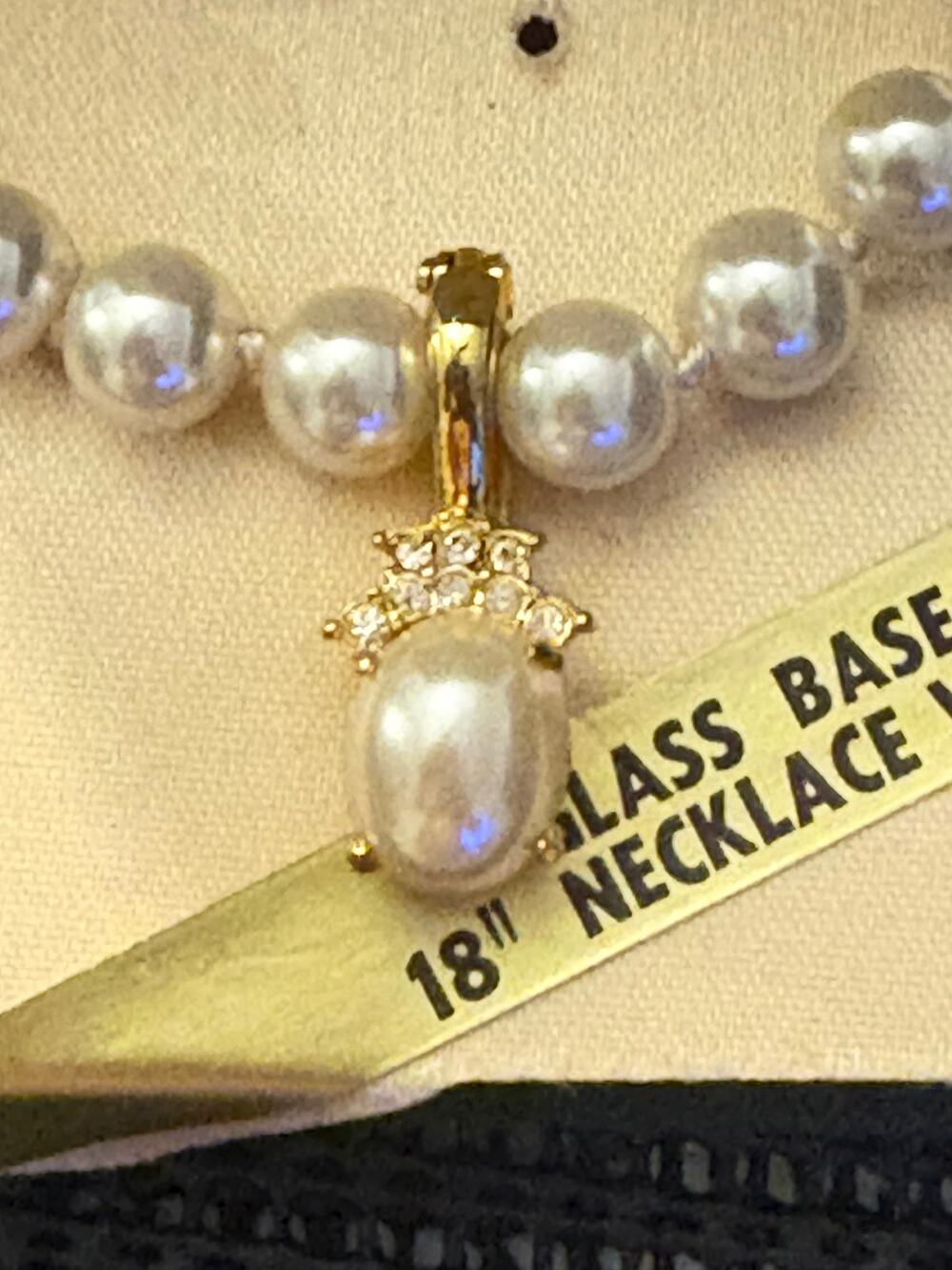 NOS Vintage Glass Pearl Necklace Enhancer 18” Boxed